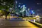 夜晚,现代,空的,小路,城市,曼哈顿中心,办公室,水平画幅,新加坡,银行