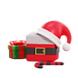 Christmas Green Giftbox And Santa Giftbox 3D Illustration