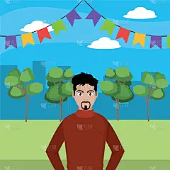 动画片,青年男人,面部表情,欢乐,城市,看,生日,分离着色,衣服,自然