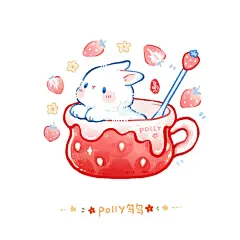 喝点冰冰凉凉草莓牛奶~ : 草莓味兔兔牛奶~~   禁止商用，印刷，二传搬运 临摹注明来源且不可商用   #画画  ##绘画  #插画  #procreate绘画  #兔子  #草莓  #可爱  #治愈