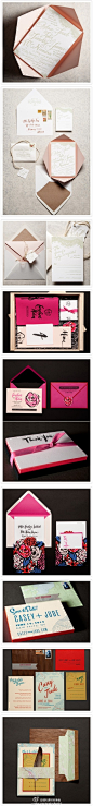 很精致的婚礼纸品设计，不光是一张卡片那么简单，请柬的包装设计有很有新意
