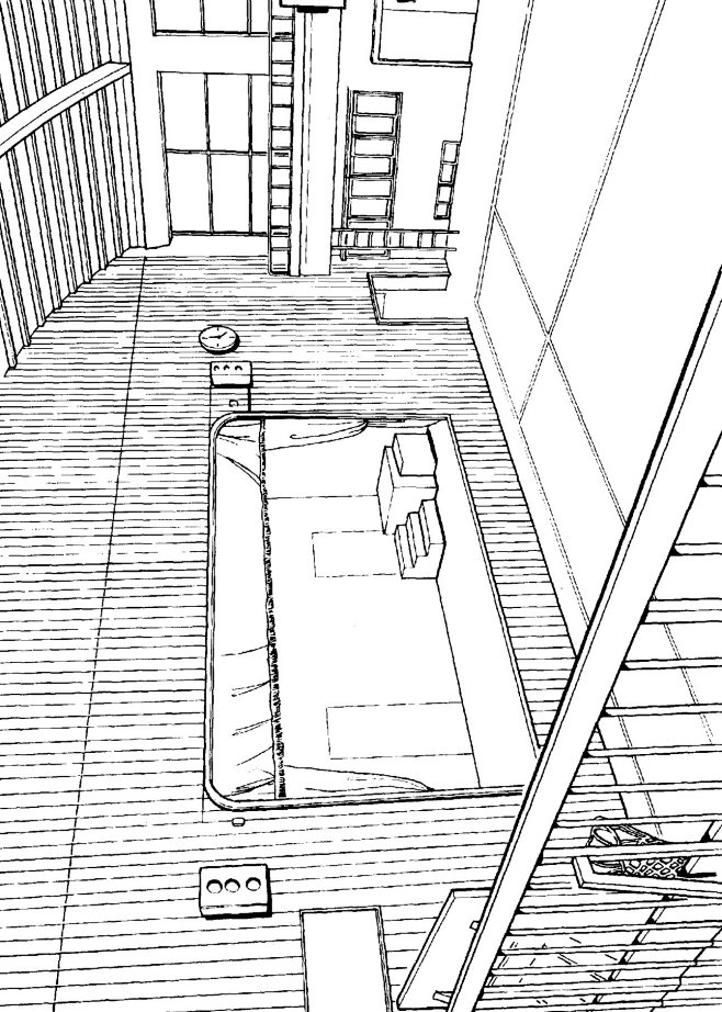 现代建筑场景线稿图片 黑白CG二次元漫画...