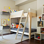 Great kids' room!  Love how the bedside "tables" are wall mounted next to the bunkbed