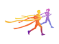 彩色手绘简约人物跑步运动剪影扁平风元素PNG素材