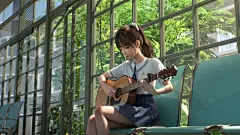 校服 女孩 吉他 长椅 绿叶 4K高清动漫壁纸 4K手机壁纸 @ 800x450 - 4K高清壁纸