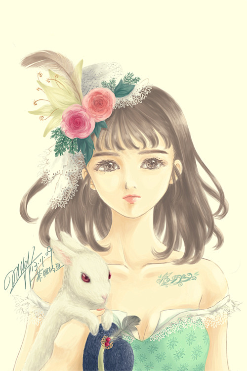 兔子  #插画# #手绘# #彩铅风格#...