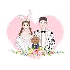 Q版卡通写实画 结婚情侣头像定制 婚礼婚纱照手绘插画 请帖设计-淘宝网