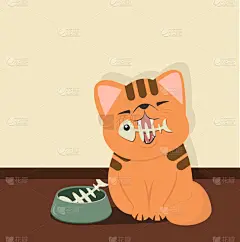可爱的,猫,鱼肉,咀嚼骨,偏好,简单背景,食品,哺乳纲,小的,喂养