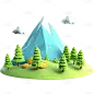 3D立体山脉贴纸
