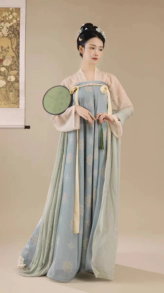 原创汉服女【长安花】唐制复原款齐胸襦裙印花披帛春夏季款唐装-淘宝网-花瓣网
