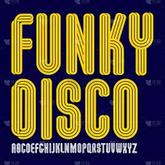 一套向量高的大写字母孤立，可用于复古海报设计作为卡拉ok派对广告。