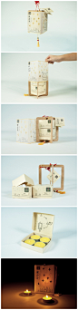 Family Light灵感来自月饼礼盒的烛台包装设计