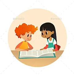 男孩和女孩阅读书和说话,杂项矢量Boy and Girl Reading Book and Talking - Miscellaneous Vectors活动,书,书柜、男孩、包、卡通、人物,孩子,圆,俱乐部,收集、谈话,书桌、对话、讨论、讨论,狗,教育、教育、朋友、插图、图书馆,听着,文学,多民族的,阅读,微笑,桌子,说话,矢量 activity, book, bookcase, boy, bundle, cartoon, characters, child, circle, club, collect