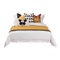 样板房间床上用品现代简约黑白黄色儿童房女孩男孩房软装床品轻奢-淘宝网