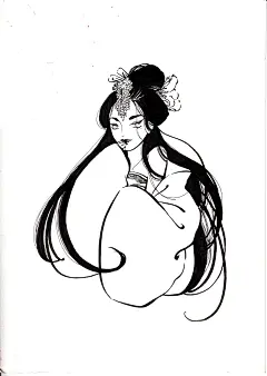 手绘Q萌汉服 水彩小手绘插画  古风