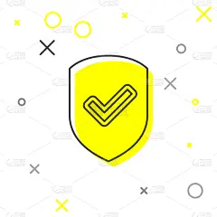 分离着色,盾,灰色,复选标记,线图标,商务,安全,直的,网络安全防护,证章