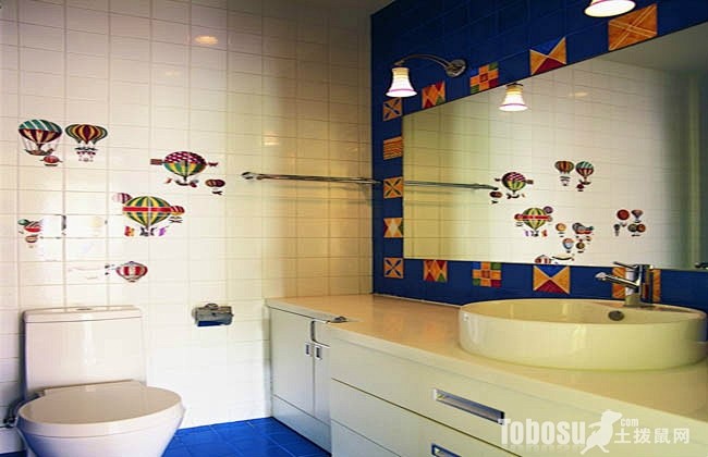 2013新古典风格复式可爱主卫生间镜子洗...