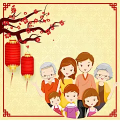 春节矢量手绘梅花一家人幸福家庭灯笼海报高清素材 一家人 全家福 合家欢 回家 回家过年 团聚 大红 小孩子 放鞭炮 春节 春节海报 灯笼 老人 矢量图 平面广告 设计图片 免费下载