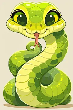 AI数字艺术蛇年可爱小青蛇插画