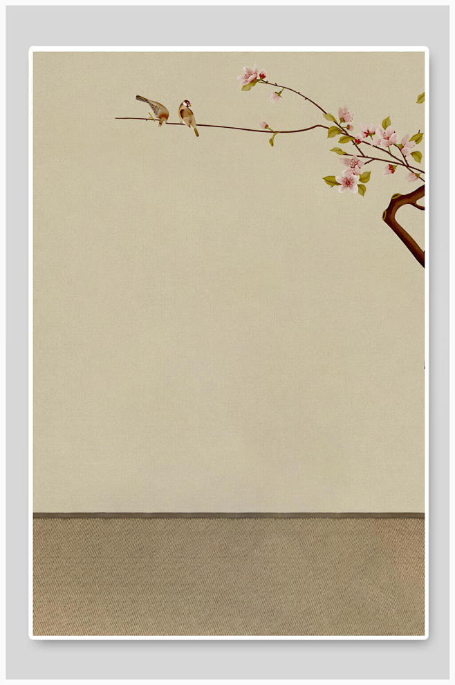 唯美花朵高端大气国风工笔画背景