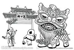 舞狮手绘源文件