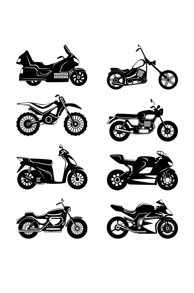 剪影摩托车赛车电动车元素设计-众图网