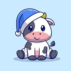可爱卡通牛插画矢量图设计素材