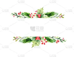 圣诞框架与绿色冬青树叶，云杉枝，红色浆果和焦糖棒。明亮的装饰贺卡，邀请和节日海报与文字空间。