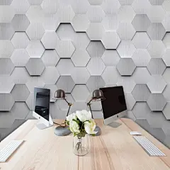 3D立体简约创意凹凸几何壁纸餐厅健身房办公室金属壁纸墙布工业风-淘宝网