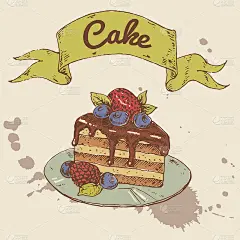 手绘的蛋糕插图