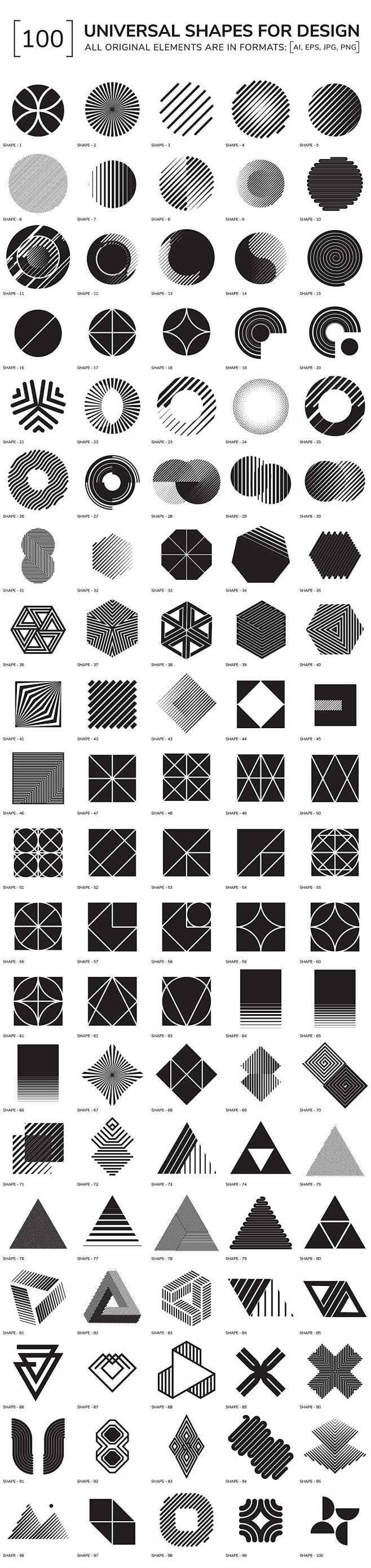 100 geometric shapes...