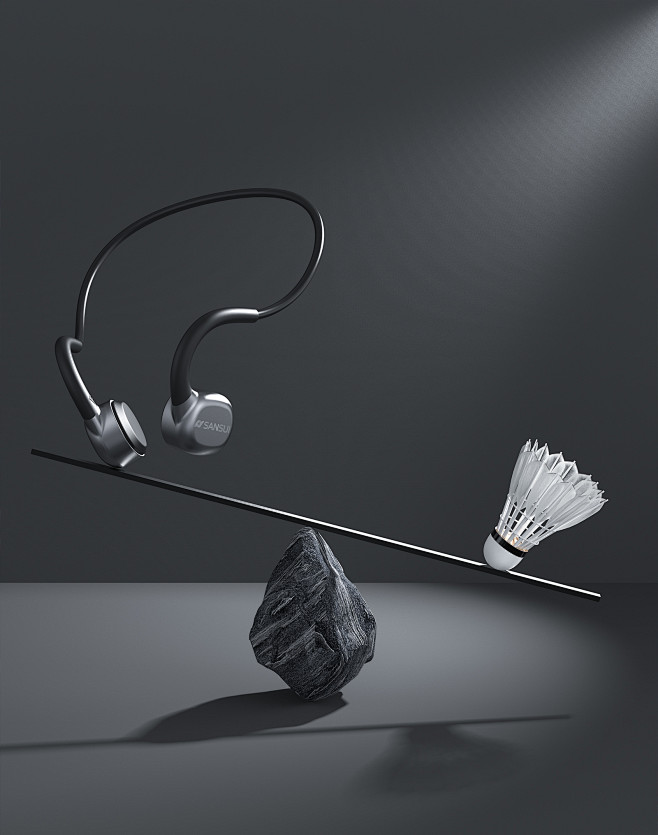 一组蓝牙耳机渲染~三维产品深海创意丨王卫...