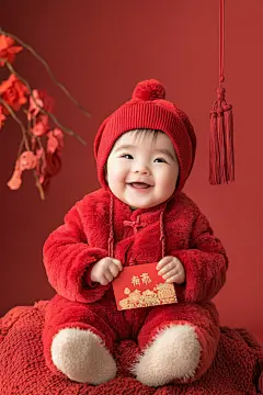 春节新年过年纯真宝宝儿童摄影图