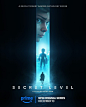 This may contain: the poster for the movie secret level, which features two people walking through an open doorway