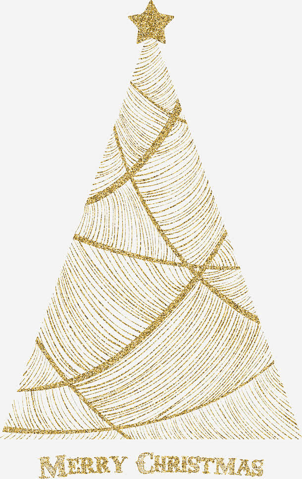 金色线条创意圣诞树高清素材 免抠 设计图...