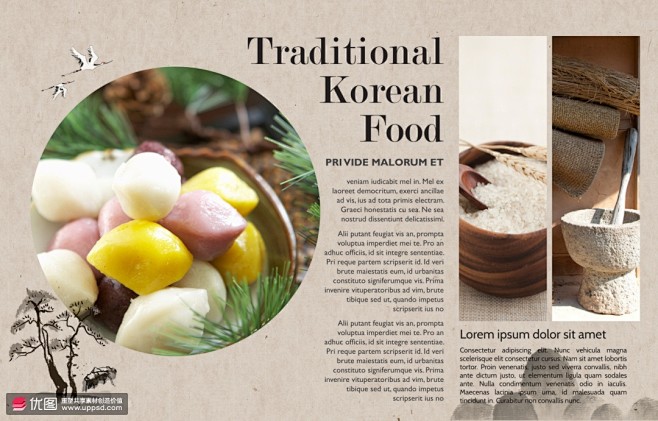 韩国传统食物糯米彩色年糕美食画册画册设计...