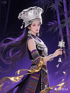 jimeng-2025-08-21-9735-现代华丽古风插画，叠图晕染，色彩丰富鲜明富有层次感。女性半身照。平视角度。主题思