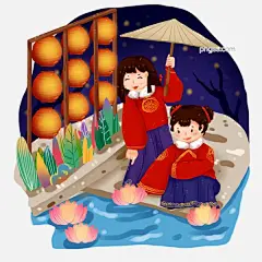 中国传统节日之元宵节汉服女孩河边放花灯免抠元素图片大小2000x2000px 图片尺寸2.77 MB 来自PNG搜索网 pngss.com 免费免扣png素材下载！传统文化#灯笼#放花灯#汉服女孩#河边女孩#荷花灯#花灯节#节日气氛#节日习俗#卡通手绘#可爱#温馨#元宵节#