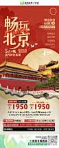 畅玩北京 背景 天安门 长城 旅游海报