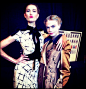 Karlie Kloss and Cara Delevingne backstage before Carolina Herrera Fall 2013