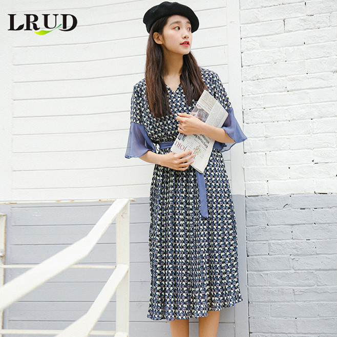 LRUD2017夏装女装新款韩版喇叭袖袖...