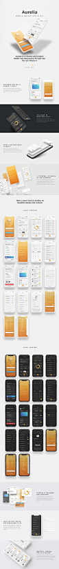 Aurelia - Mobile Wallet App UI Kit : Aurelia is a minimal and modern Wallet app specially designed to fit right into the new iOS 11, The iPhone X and the 8th. It's the result of an obsession to simplify the user experience for money management, and help y