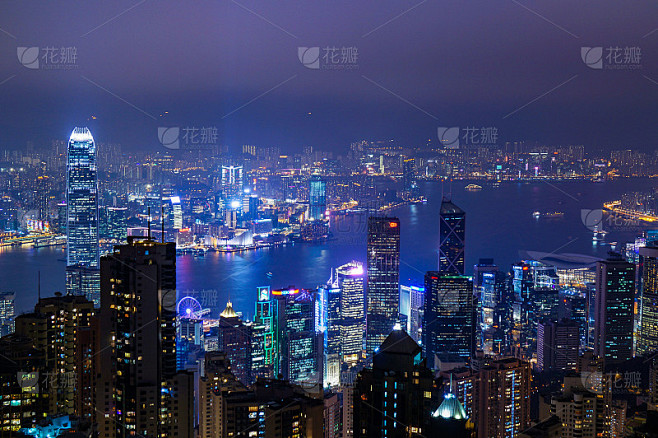 香港太平山顶的夜景素材-花瓣网