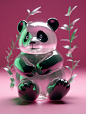 透明玻璃熊猫