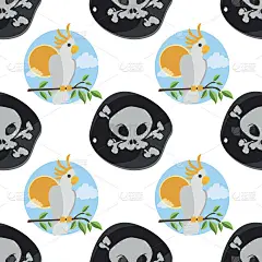 无缝图案为鹦鹉表面设计，凤头鹦鹉白色大。