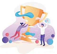 扁平风人物success欢乐节日矢量插画