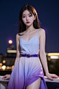  (Masterpiece, Best Picture Quality),Girl,White Dress,(Blue and Purple | Gradient),Light pollution:1.1,