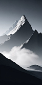 其中包括图片：Monochrome Majesty: The Black and White Mountain Landscape | AI ART