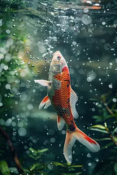 高清锦鲤跳水摄影图片
