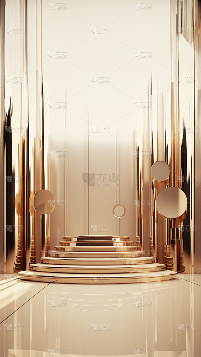 3D立体三维空间金色背景